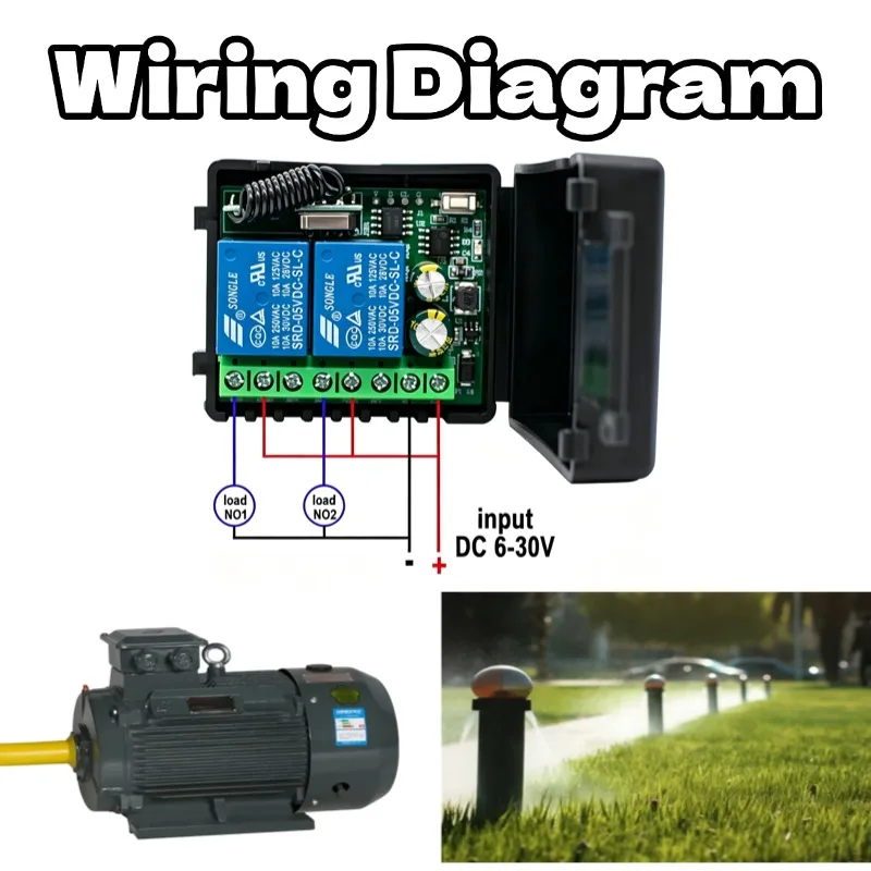 433.92Mhz DC 9-30V 12V 24V10A 2CH Relay Module Receiver Wireless Remote Control Switch & RF 433Mhz Transmitter Motor Controller - view 3