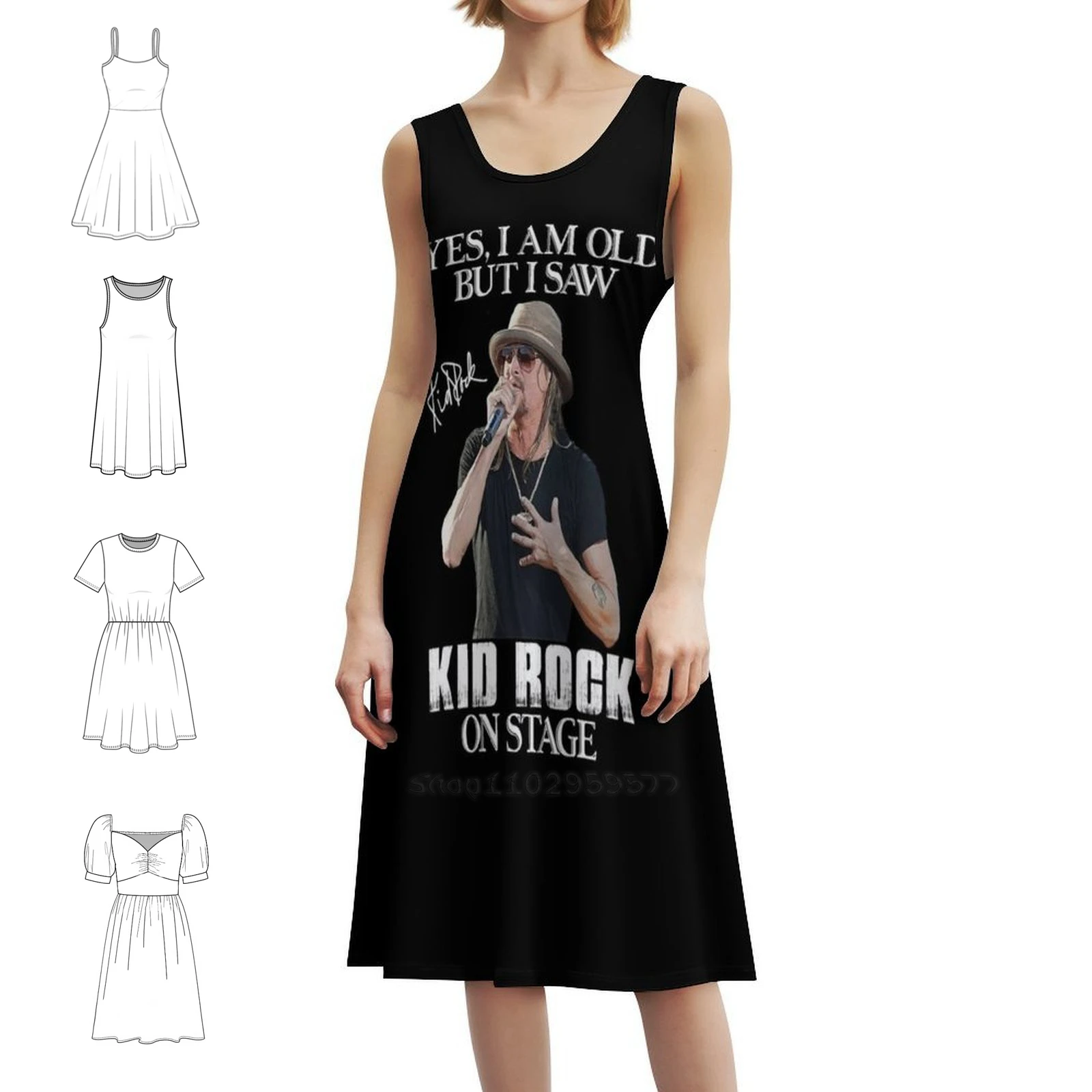 نعم أنا عجوز ولكن رأيت طفل روك على المرحلة فستان على الطراز الكوري للنساء فستان كاجوال أنيق للحفلات أو ملابس يومية للأطفال