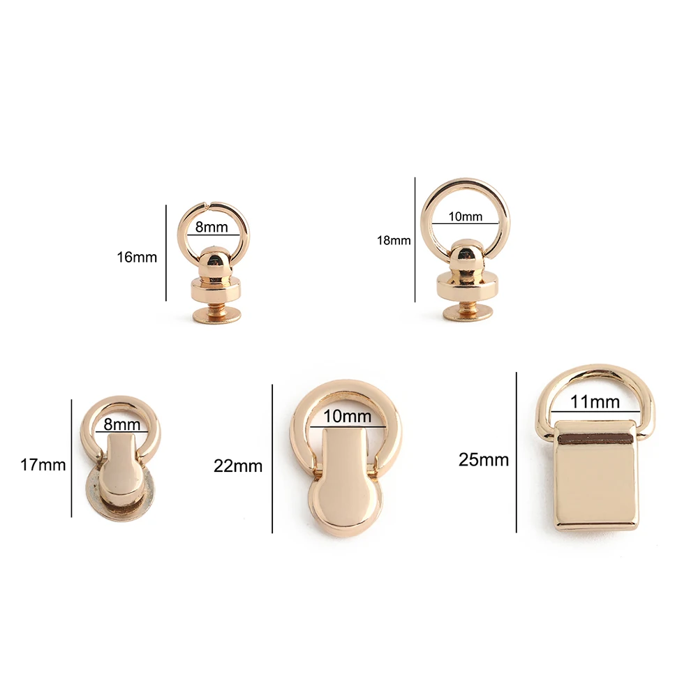 10/30/100PCS Rotatable Metal D Ring Rivet Buckle Bag Side Clip Clasp For DIY Handbag Chain Belt Purse Repair Kit Accessories
