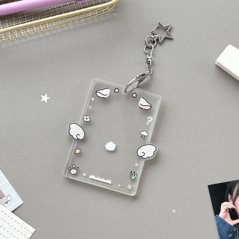 with Keychain Korean Photocard Holder Animals Ears Cartoon Photo Photocard Frame Idol Photo Storage Casual