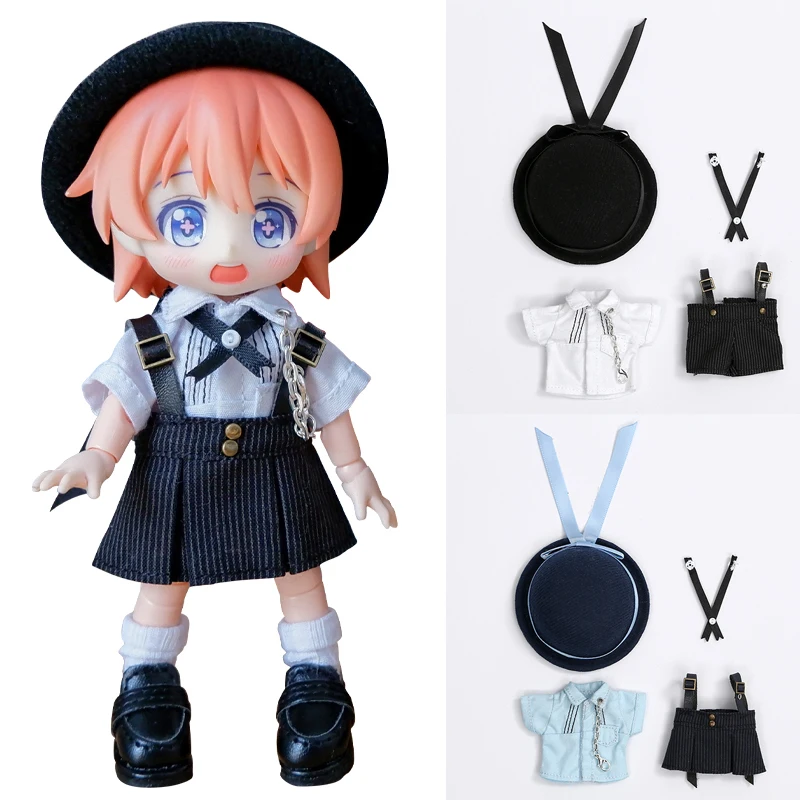 

Ob11 Clothes Cute Kindergarten Set Uniform Hat Shirt Skirt Pants for GSC, Molly, YMY, Obitsu11,1/12bjd Doll Accessories Shoes