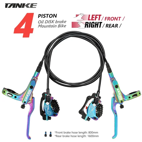 Imagen 2 del producto TANKE MTB freno de disco hidráulico de 4 pistones bicicleta almohadilla de resina pinza de presión de aceite freno bidireccional 160mm Rotor Tb-600 freno hidráulico