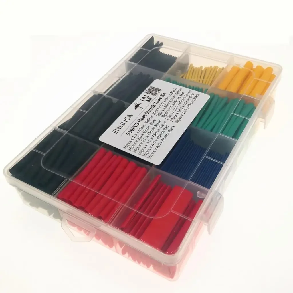 Imagem -04 - Assorted Heat Shrink Tube For Wire Cabo Poliolefin Shrinking Isolado Sleeving Tubing Grupo Manga de Tubulação Impermeável 2:1 530 Pcs Set