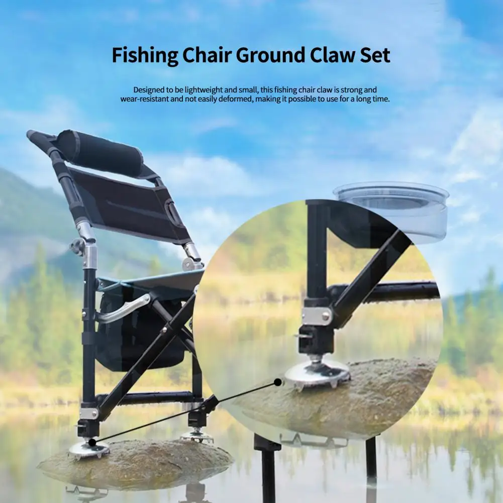 1 Set 8cm Fishing Chair Claw Foot Metal Anti-slip Fishing Chair Ground Claw Set