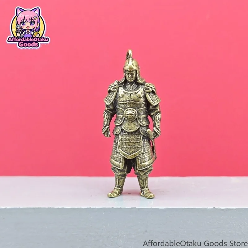 Chinese Guochao Brass Tang Dynasty General Figurine Solid Copper Armor Statue Ancient Military