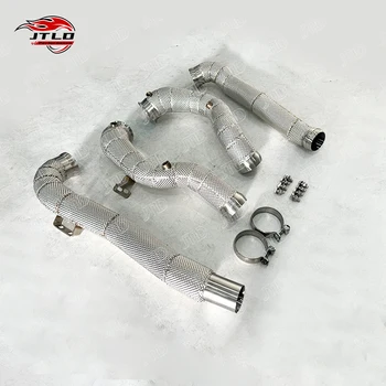 JTLD Performance 304 Stainless Steel Exhaust Downpipe for Mercedes-Benz AMG GT GTS C190 Test Pipes With Heat Shield