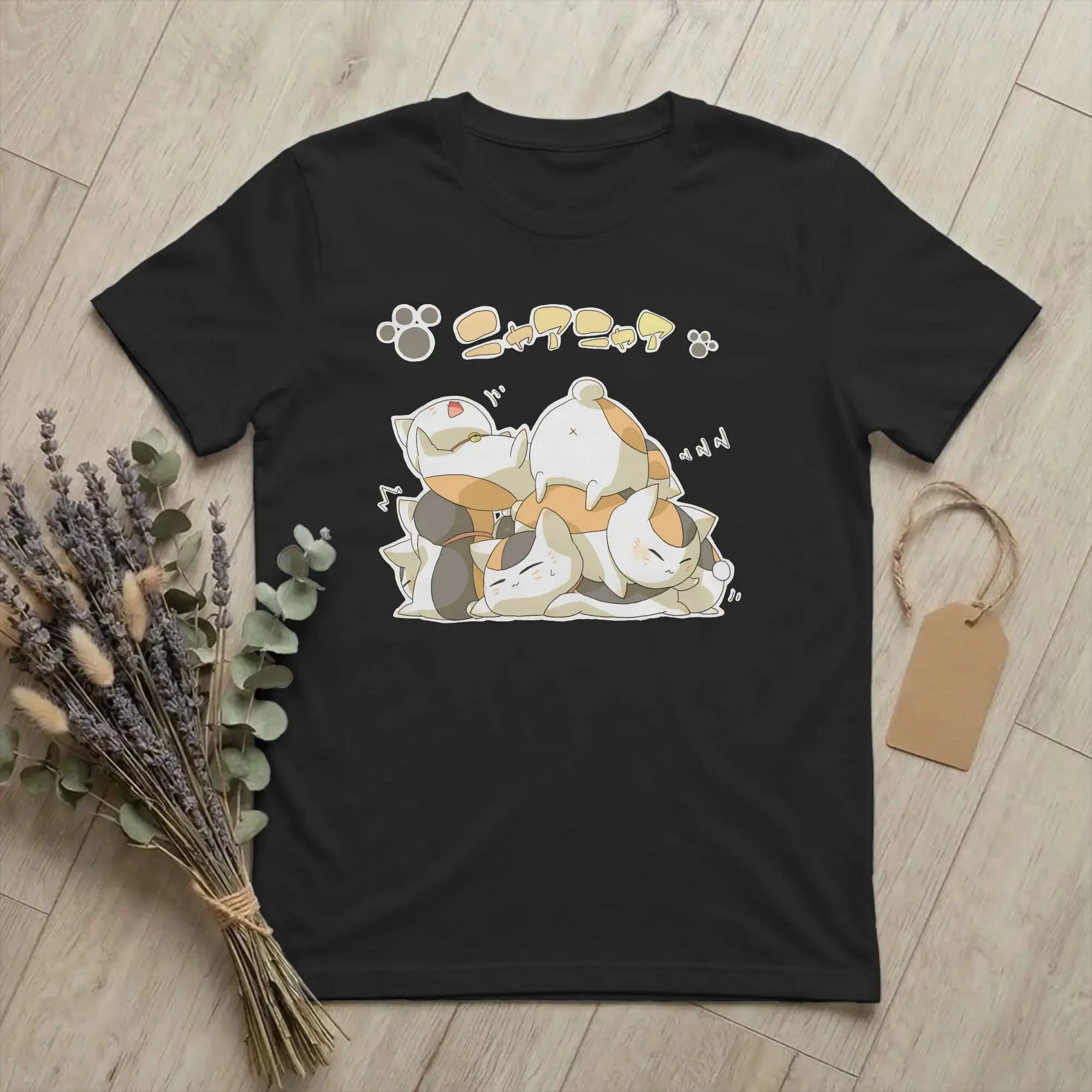 Natsume's Book of Friends Madara Men T Shirts Nyanko Sensei Crazy Tees Short Sleeve Round Neck T-Shirt 100% Cotton Plus Size Top