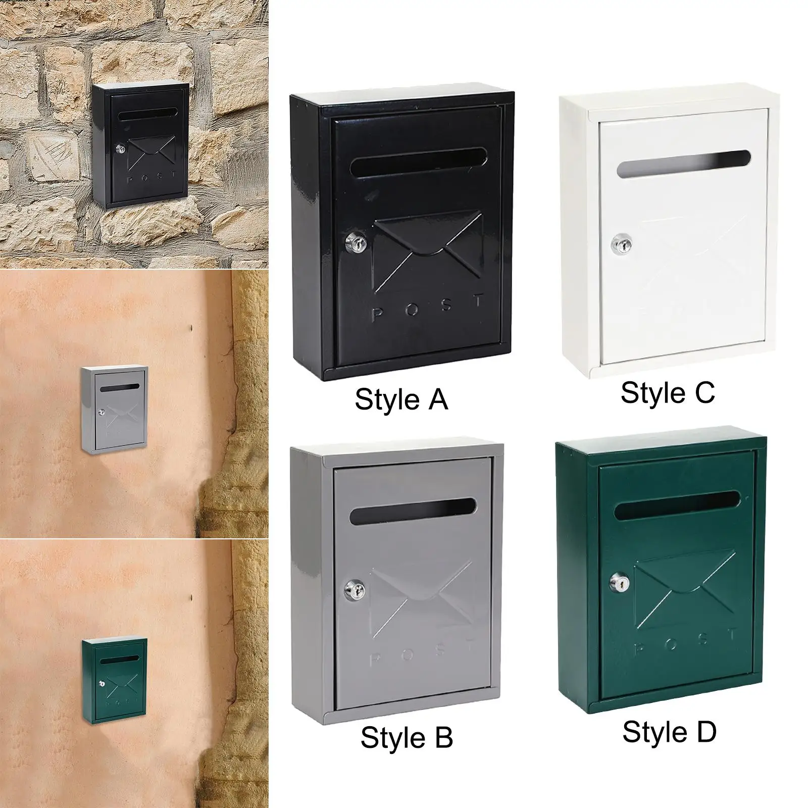 Wall Mounted Locking Drop Box Mailbox Multipurpose 7.8x3x10inch with Slot for Rural or Contemporary Apartment Heavy Duty