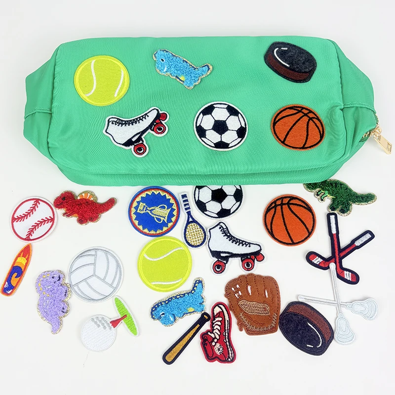 20 pçs bola chenille adesivo remendos esportes beisebol golfe futebol remendos vara em bordado diy acessório para saco de roupas