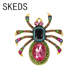 SKEDS Luxury Spider Big Sizs Rhinestone Classic Brooches Pins For Women Men Fashion Vintage Retro Insect Crystal Corsage Buckle