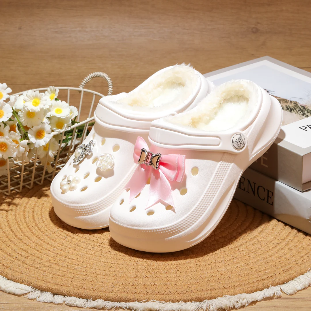 Kinder-Clogs und -Mules mit Fellfutter, leichte Garten-Schuhe mit Baumwollfutter, warme Hausschuhe für Jungen, Mädchen und Kleinkinder, 168. – Detail 2