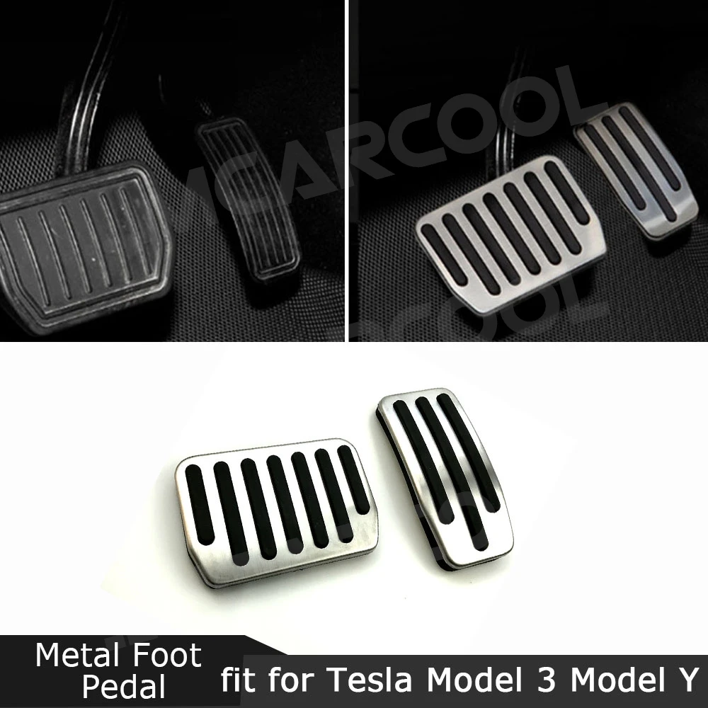 

For Tesla Model Y Model 3 Car Foot Pedal Pads Cover Inner Accelerator Brake Rest Pedals Internal Car Styling Aluminum Alloy Trim