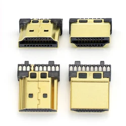 2/4/10PCS HDMI 19P Plug Connector Soldered A-Type Gold-Plating HD 19PIN Male Connector High Quality