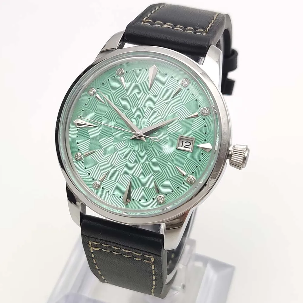 Reloj mecánico automático retro para hombre de 40 mm, 7 colores de esfera estéril, vidrio acrílico, correa de cuero, reloj para hombre