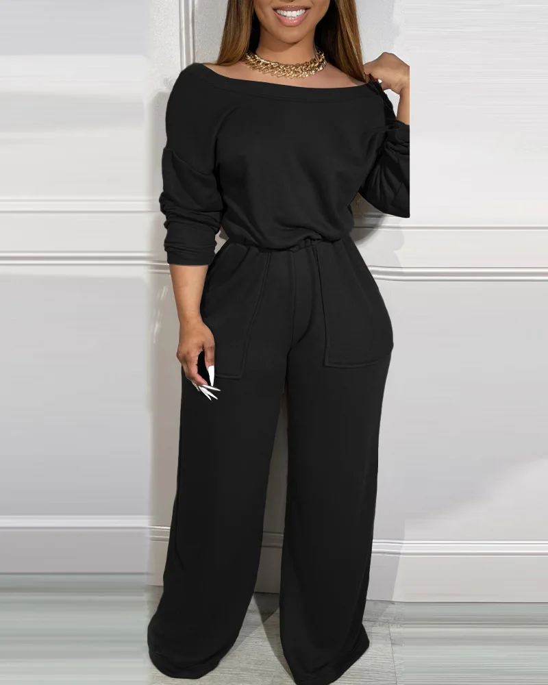 Women's Clothing Autumn 2024 Trend Spring Casual Long Jumpsuits Backless Long Sleeve Pocket Design Jumpsuit Outfits Women Pants