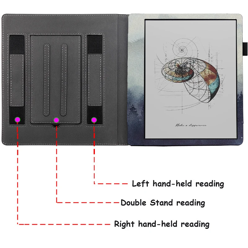 GAUGGER Double Stand Case for BOOX Tablet Note Air 4 C with Double Hand Strap / Pen Holder /Auto Sleep Wake