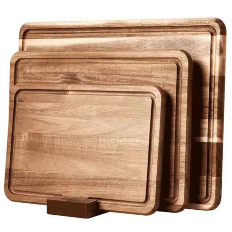 

Wood Cutting Board Set of 3 for Kitchen Acacia Wooden Cutting Boards Thick Chopping Board with Deep uice Groove Butcher Block W