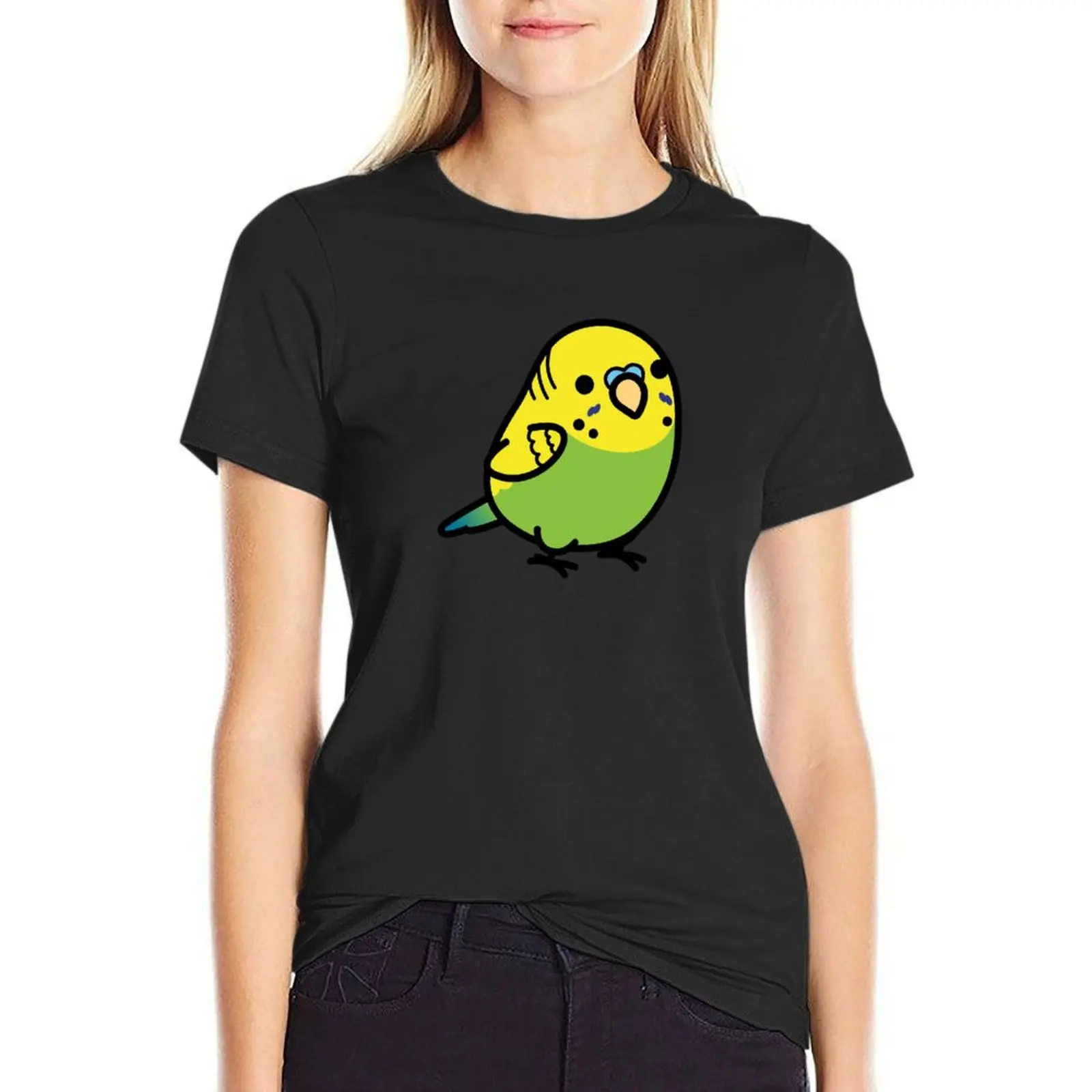 Chubby Green Budgie Male T-Shirt Aesthetic clothing oversized summer top fashion woman blouse 2024