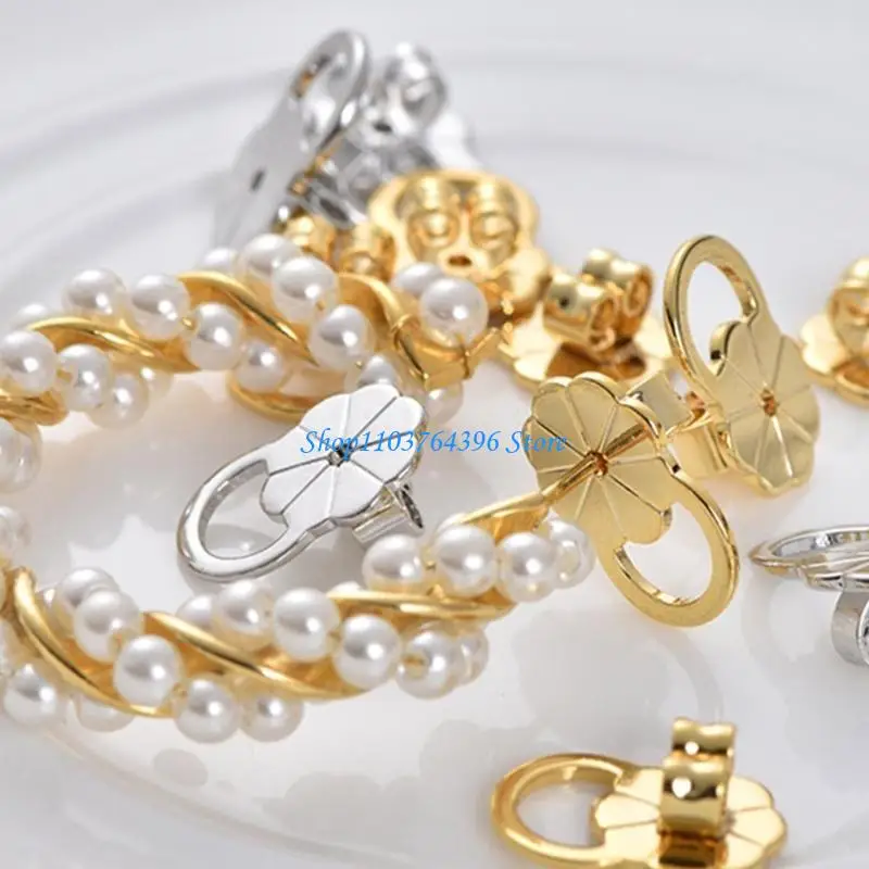 10 قطعة من رافعات شحمة الأذن للأقراط المرصعة أقراط مريحة وأنيقة تدعم الأقراط المضادة للحساسية #4