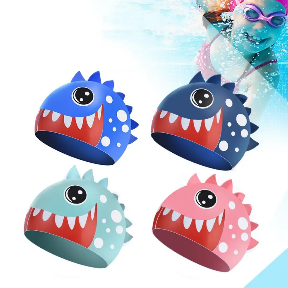 

Shark Children's Swimming Cap Waterproof Cartoon Animal Silicone Swimming Hat Long Hair Ear Protection Printed Swimming Cap