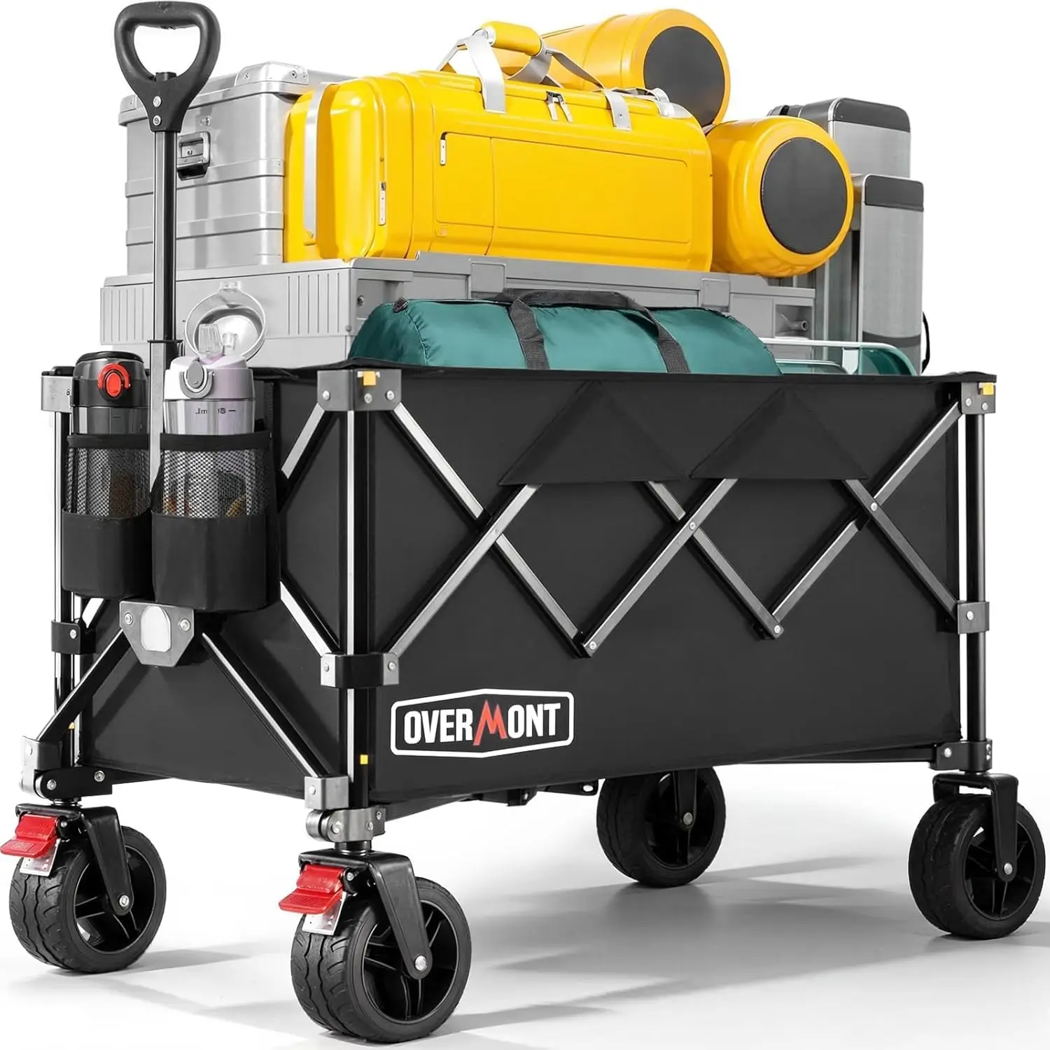 Carro plegable ultracompacto de 200 L con ruedas para todo terreno para playa, camping, compras - Capacidad de 330 libras