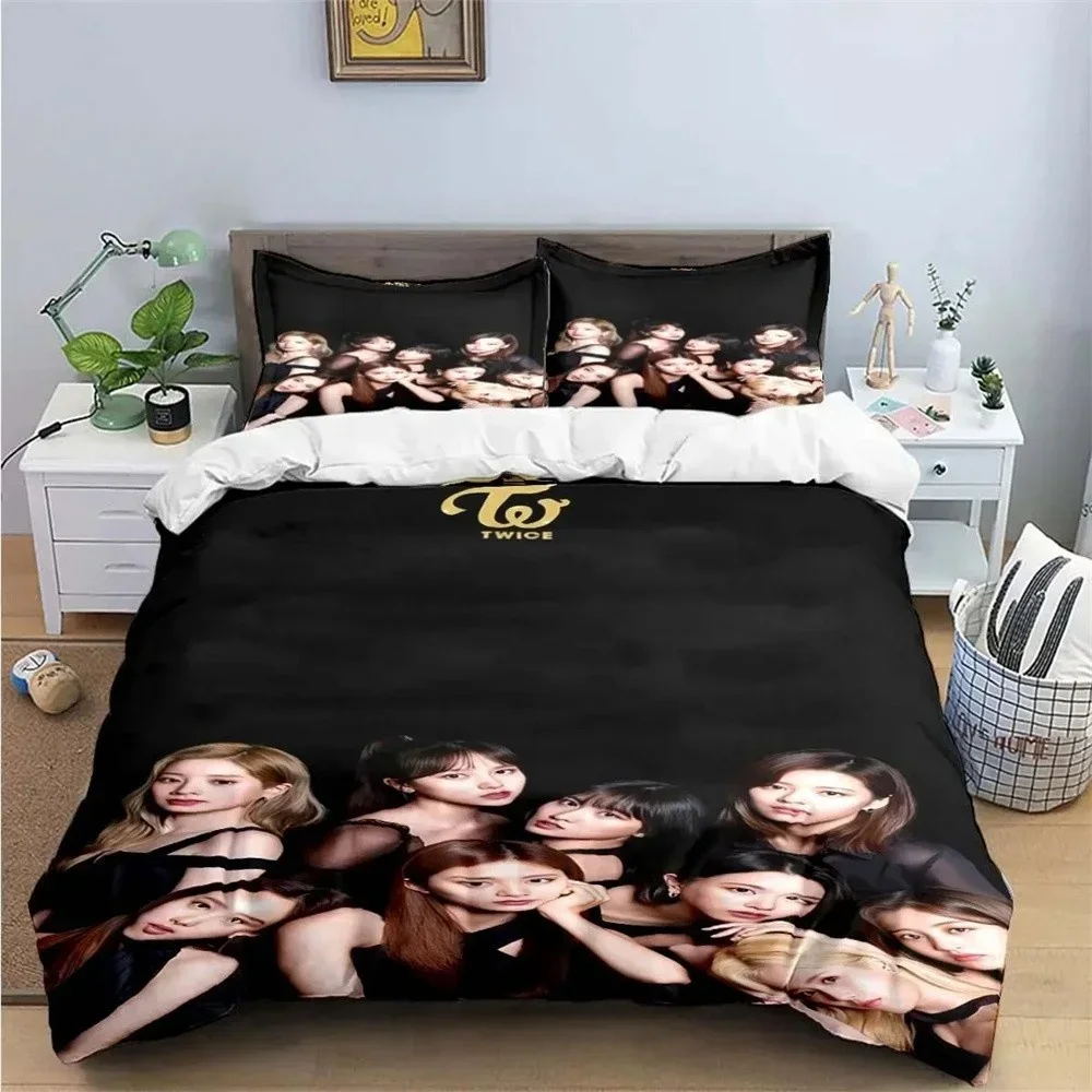 

KPOP Twice Music Group Bedding Set Boys Girls Twin Queen King Size Duvet Cover Pillowcase Bed boys Adult Bedroom Home Textiles