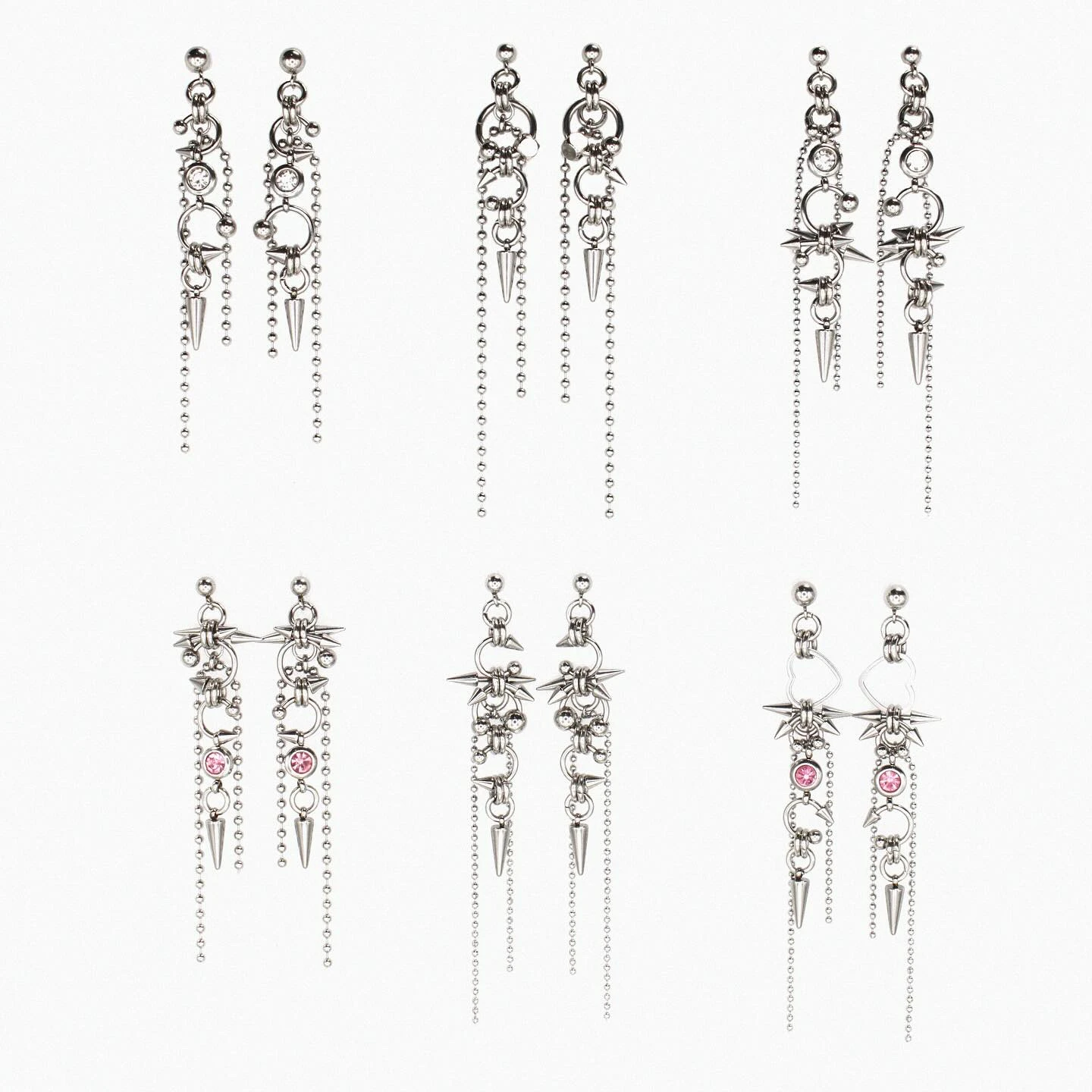 

Handmade Punk Goth Alternative Chainmail Puncture Spike Hoop Earrings Stainless Steel Byzantine Style Rivet Dangle Earrings Gift
