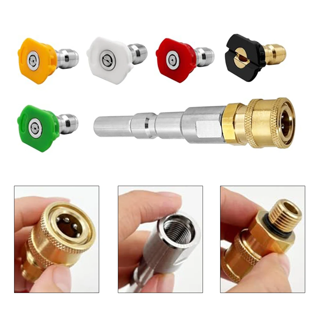 5 Stainless Steel Nozzles Quick Coupling Adapter For Nilfisk Neptune Alto For WAP Pressure Washer Pipe Drain Cleaning Tool