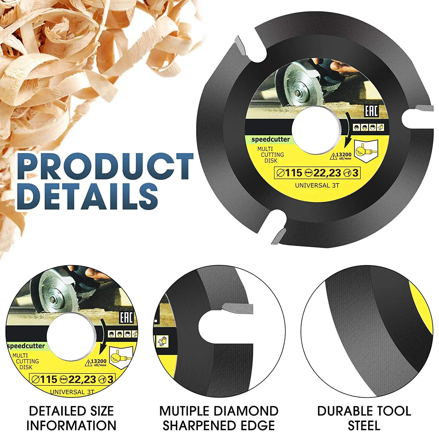 Disco abrasivo per intaglio del legno disco abrasivo per lucidatura a disco 12T disco per catena 3T lama per sega circolare per levigatura piastra abrasiva