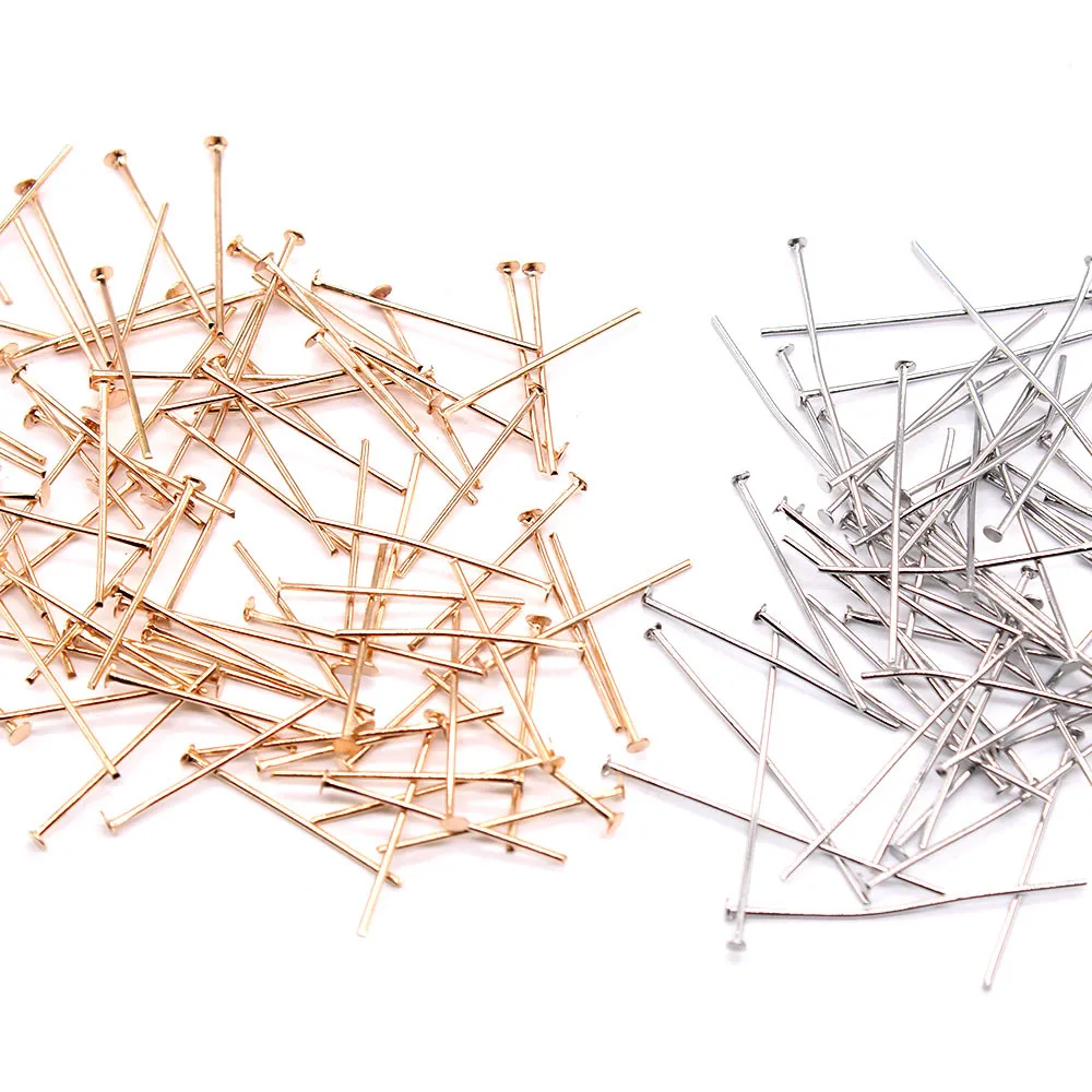 50Pcs New Metal 0.8*28mm Eye Flat T Head Pins Headpins For Jewelry Findings Making Bead DIY Supplies