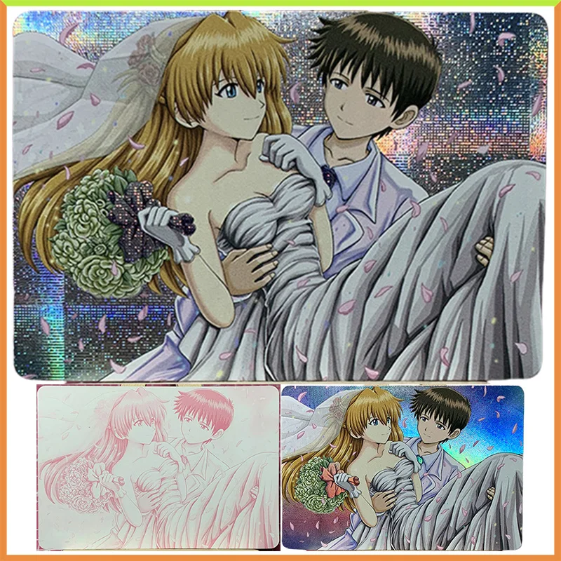 อะนิเมะเรื่องเทพธิดา DIY อะนิเมะการ์ดตั้งโต๊ะเกม Asuka Langley Soryu Ikari shinji ของเล่นสำหรับเด็กผู้ชายการ์ดสะสมของขวัญวันเกิด