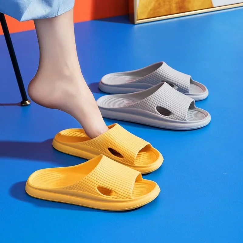 ฤดูร้อนรองเท้าแตะUnisexผู้หญิงสีทึบEvaในร่มหนาผู้ชายAnti Slip Soft Home Flip Flops Comfortรองเท้าแตะชายหาด