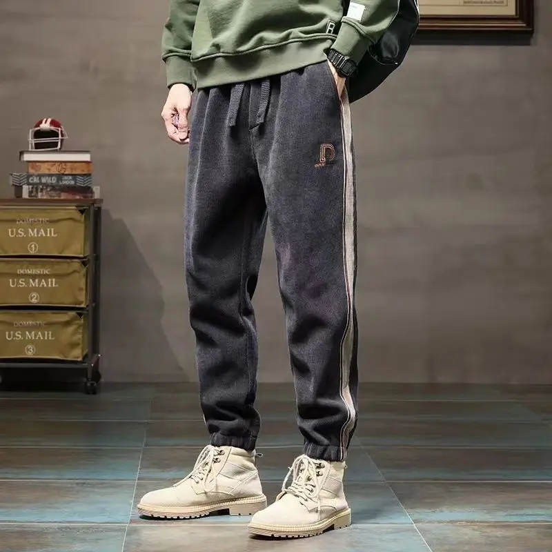 

Men's Casual Corduroy Pants 2025 Autumn Winter Thickened Loose Fit Fleece Lined Trendy Brand Pants For Sports Leisure y2k pants