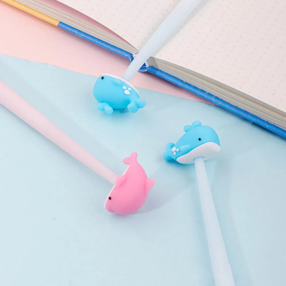 1 Pcs Creative Cartoon Cute Whale Silica Gel Pen School Office Supplies Stationery Gift 0.5mm Black Ink Pen Plastic Material