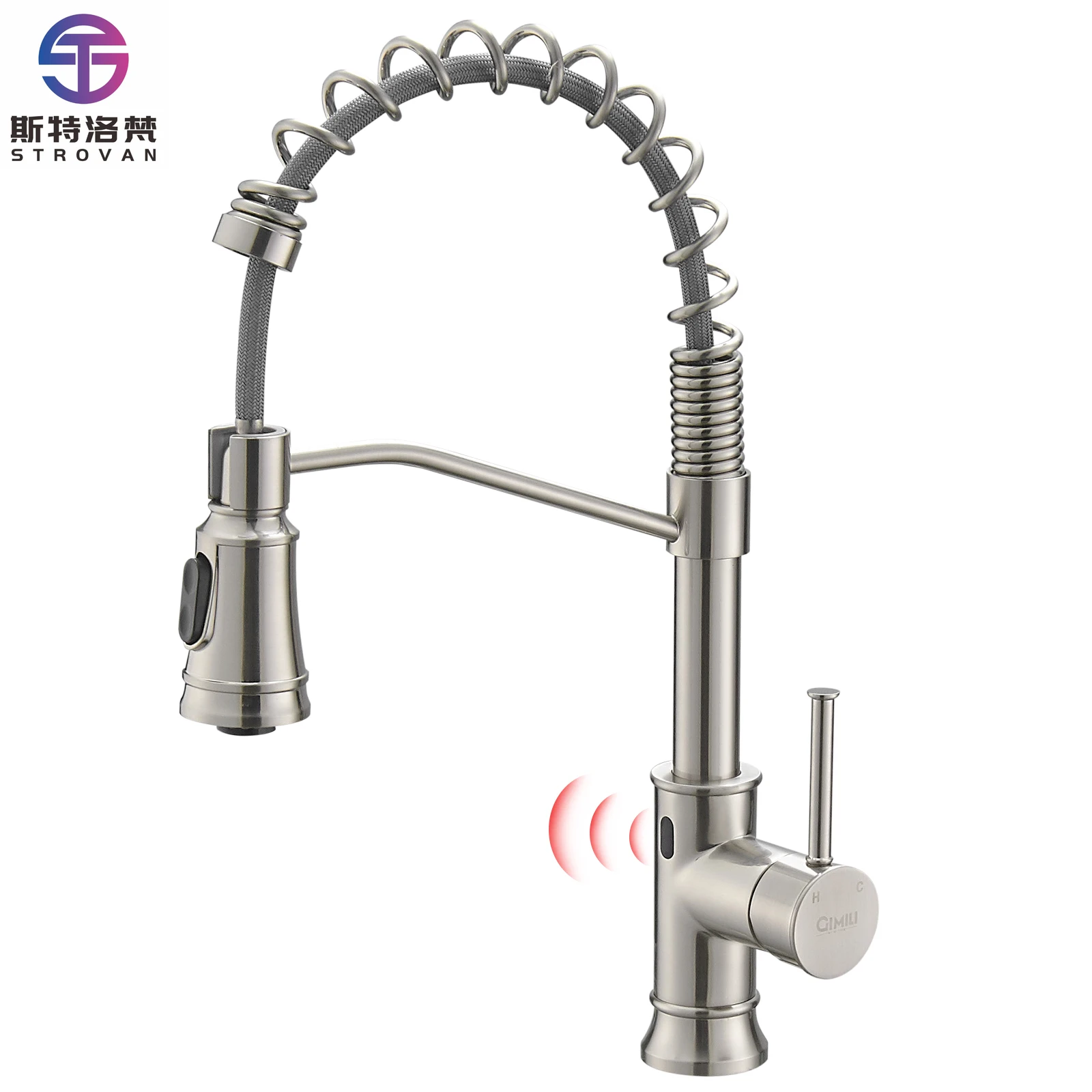 

FLG Kitchen Faucet with Pull Down Sprayer High Arc Single Handle Spring Kitchen Sink Brushed Nickel Modern Kitchen Faucets