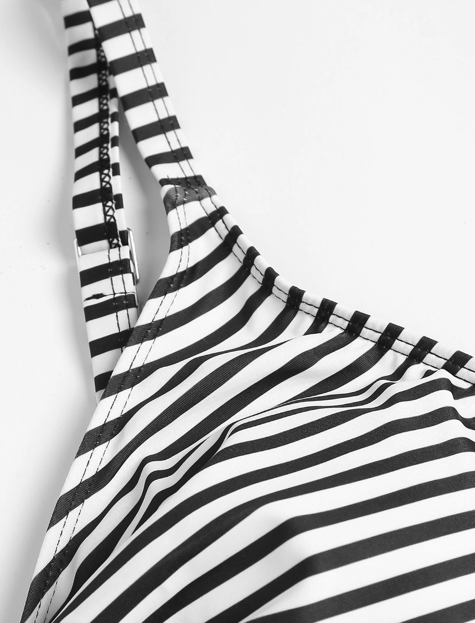 plus Size Striped Patchwork Print Tankini Set Casual Adjustable Strap Knot Front Swim Tank Top & Plain Swim Panty  Swimsuit for