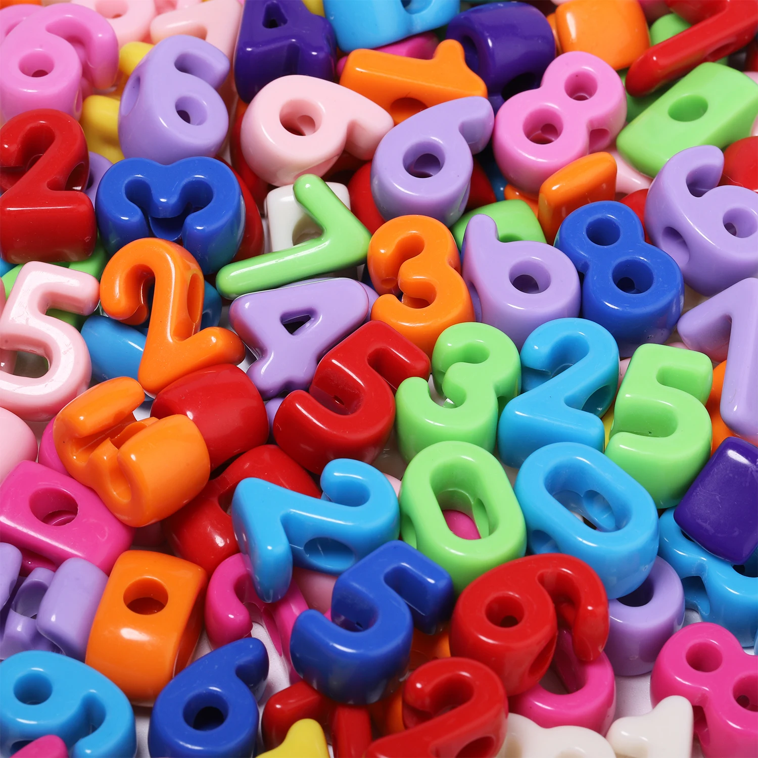 100 g, zufällige Auswahl, große Löcher, Acrylperlen mit Cartoon-Zahlen, farbige, lose Abstandshalterperlen zum Basteln von Schmuck, für DIY-Halsketten, Ohrringe und Schlüsselanhänger. – Detail 3