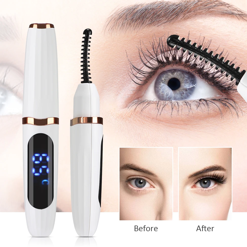 

Electric Heated Eyelash Curler USB Rechargeable Eyelashes Curler Quick Heating Natural Eyelash Curler Long Lasting Makeup