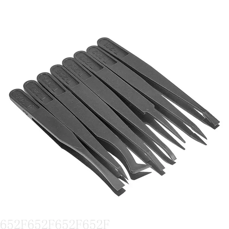 652F 8 Pieces Tweezers Plastic Anti-Static Tweezers for Electronics Jewelry-Making Laboratory Work Repairing Hobbies Durable