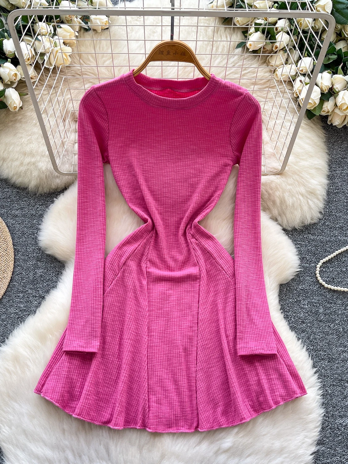 

Облегающая круглая юбка трапециевидной формы Ne Korean Sle Long Sve с высокой талией, женская модная летняя юбка из полиэфирного волокна