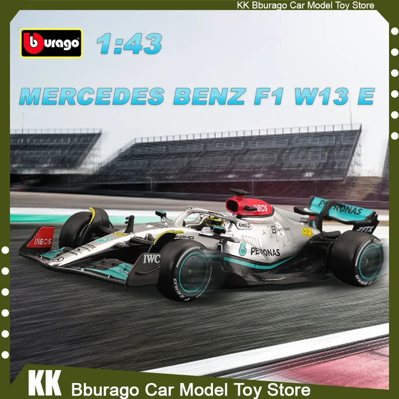 Bburago 2022 1:43 Mercedes Benz W13 E F1 Car #63 44 Diecast  Alloy Luxury Vehicle Formula Racing Hardbound Edition Model Gift To