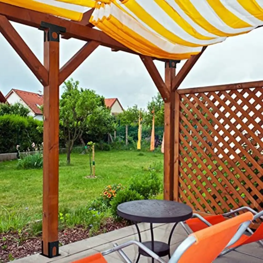 

2pcs Adjustable Pergola Brackets 3-Way Corrosion Resistance Pergola Corner Frame Metal T-shaped Pergola Fixed Bracket Balconies