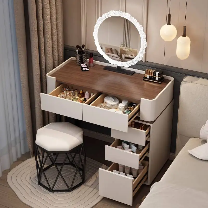 

Wooden Drawer Vanity Table Dest Storage Hidden Mirror Corner Makeup Vanity Desk Vintage Europa Kaptafel Furniture For Home