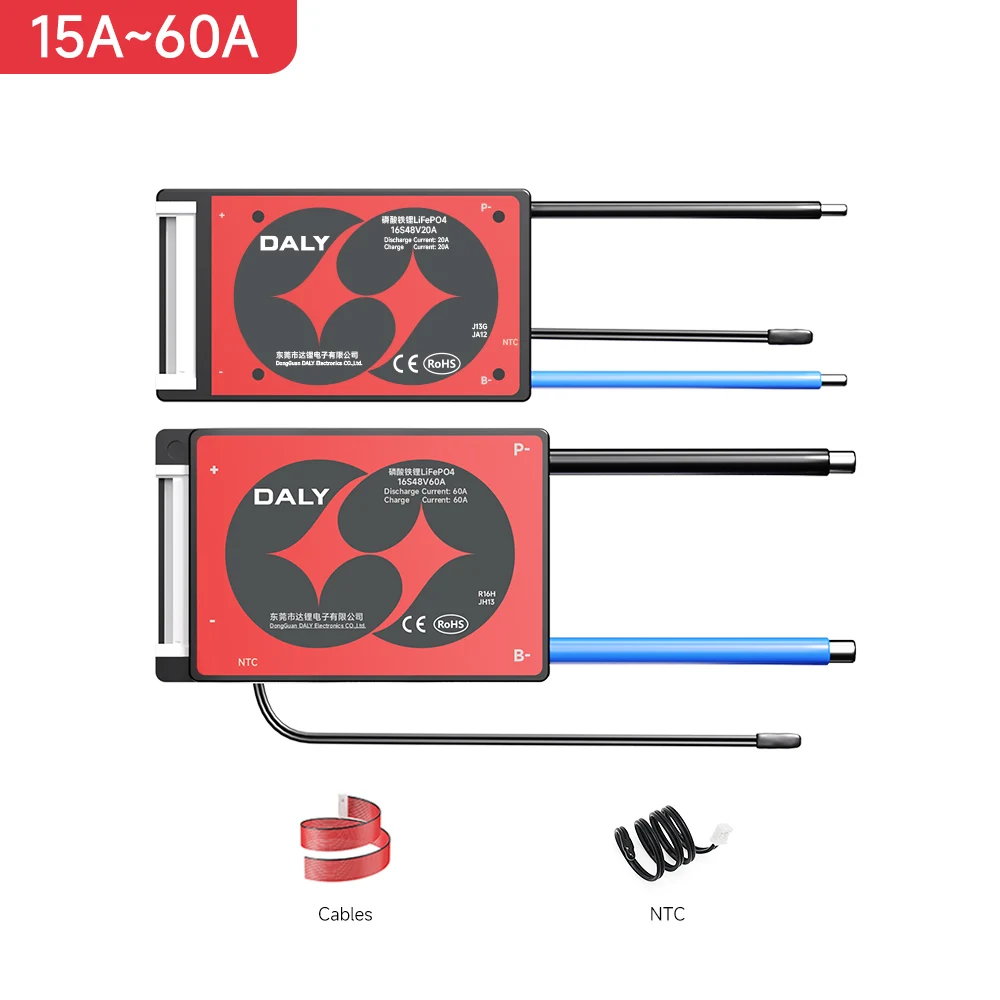 Versión DALY BMS Hardvare con NTC Li-ion 10S 36V 13S 48V 20S 72V 15A 20A 40A 60A 100A BMS para bicicleta eléctrica Scooter