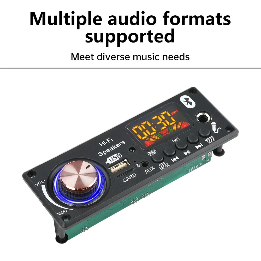 DC12V MP3 Bluetooth Decoder Board BT5.3 Amplifier Car Audio DIY Music Player FM Radio Module RGB TF AUX USB Mic Record WAV APE image 5
