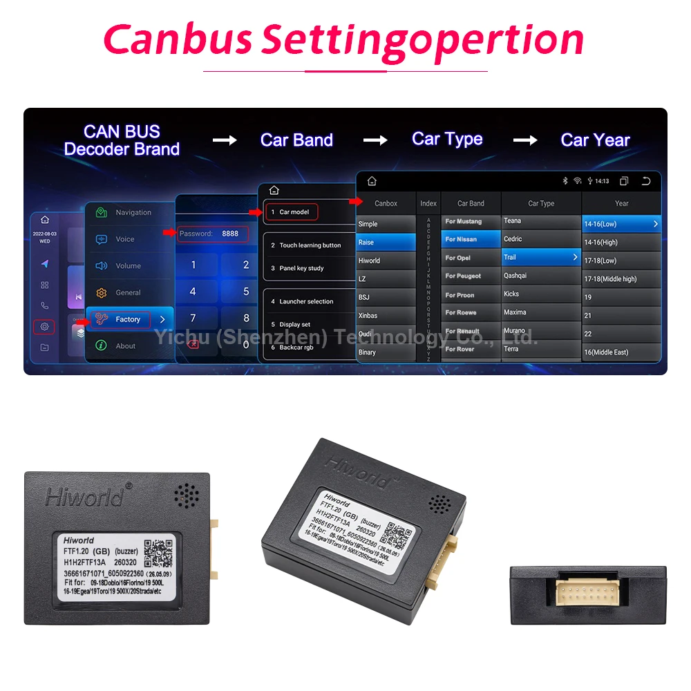 Decodificador Canbus FTF1.20 para Fiat 500, Strada, Idea, Palio, Conector de Radio Android, Conector de 16 Pines, Radio para Auto Fiat Panda 169