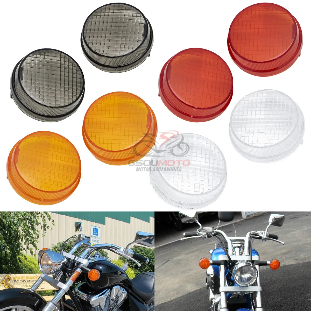 Motorcycle Front / Rear Turn Signals Lens For Honda Sabre Stateline VT1300CR/CS VLX600 Shadow Spirit Phantom Aero VT750/RS VT400