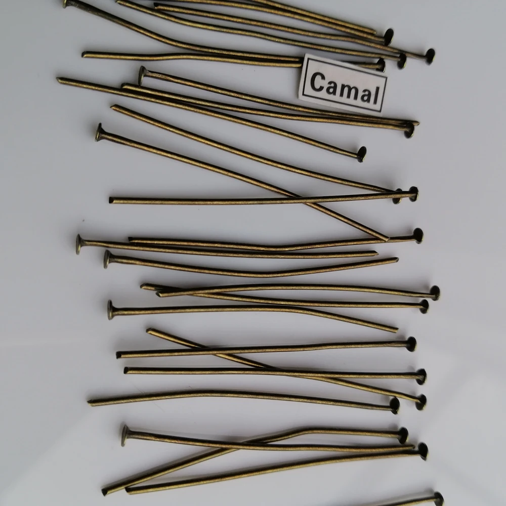 Camal 100PCS Antique Bronze 40mm/1.57inch Flat Head Straight Pins Connector For Crystal Prism Lamp Chandelier Pendant Hanging