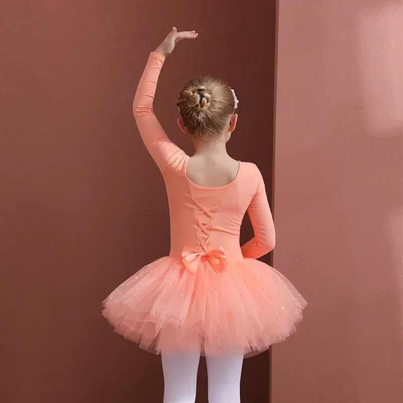 Mädchen Ballett Tanz Tutu Kleid Kinder kurze/lange Ärmel Tüll Bowknot Skate Gymnastik Weihnachten Geburtstags feier Trikot Dance wear