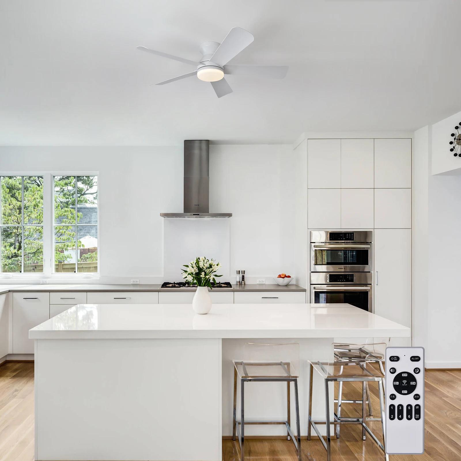 Ceiling Fan With Light Fan Suitable For Bedroom Indoor And Outdoor - Dimmable With Remote Control Embedded InstalLation